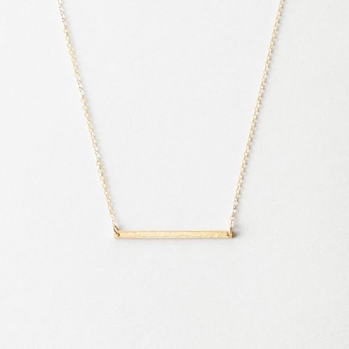 BasquiatMinimalBarNecklace Gold HammeredPDPMain