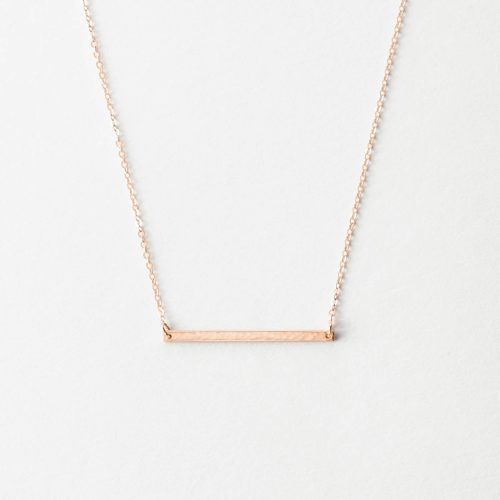 BasquiatMinimalBarNecklace RoseGold HammeredPDPMain