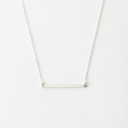 BasquiatMinimalBarNecklace Silver HammeredPDPMain