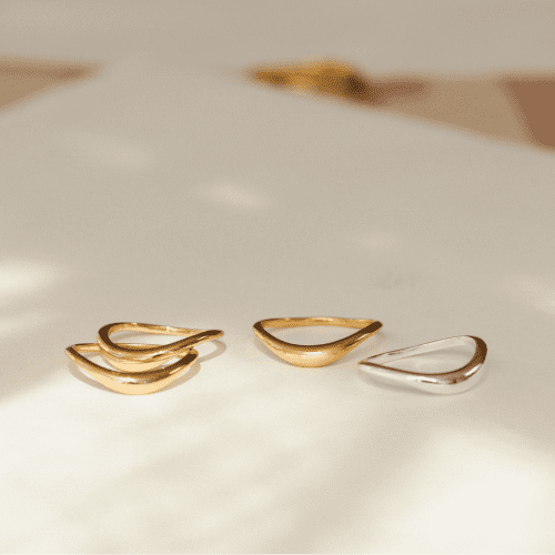 gold wave layering rings