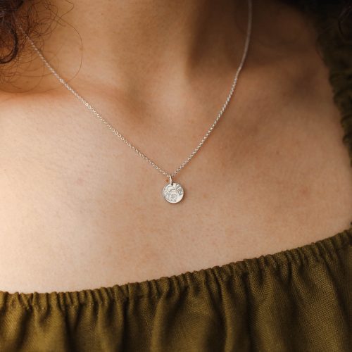 silver monstera leaf necklace 088